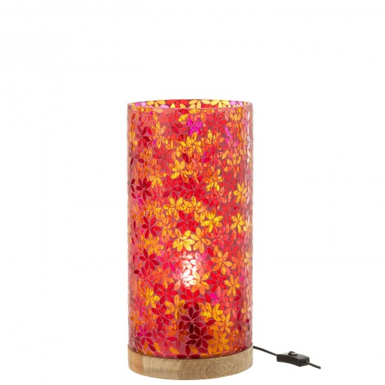 J Line Lampe Fleur Mosaique Verre Rose Large L21xB21xH46 cm JLine 50539 by Jolipa 50539.