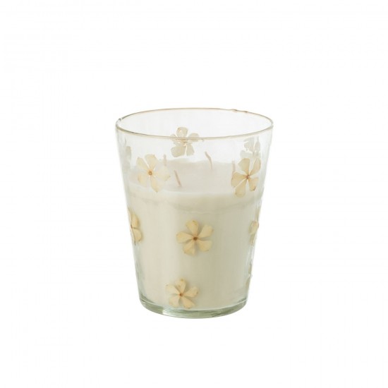J Line Bougie Parfumee Fleur Verre Transparent Large 75Heures L16xB16xH19 cm JLine 50550 by Jolipa 50550.