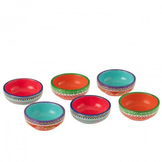 J Line Boite 6 Bols Mumbai Terre Cuite Mix L8xB8xH3 cm JLine 50551 by Jolipa 50551.