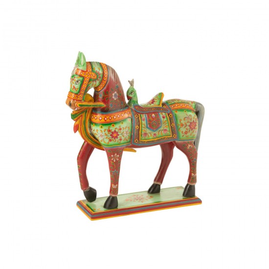J Line Cheval Sur Socle Mumbai Bois De Manguier Mix L55xB15xH58 cm JLine 50560 by Jolipa 50560.