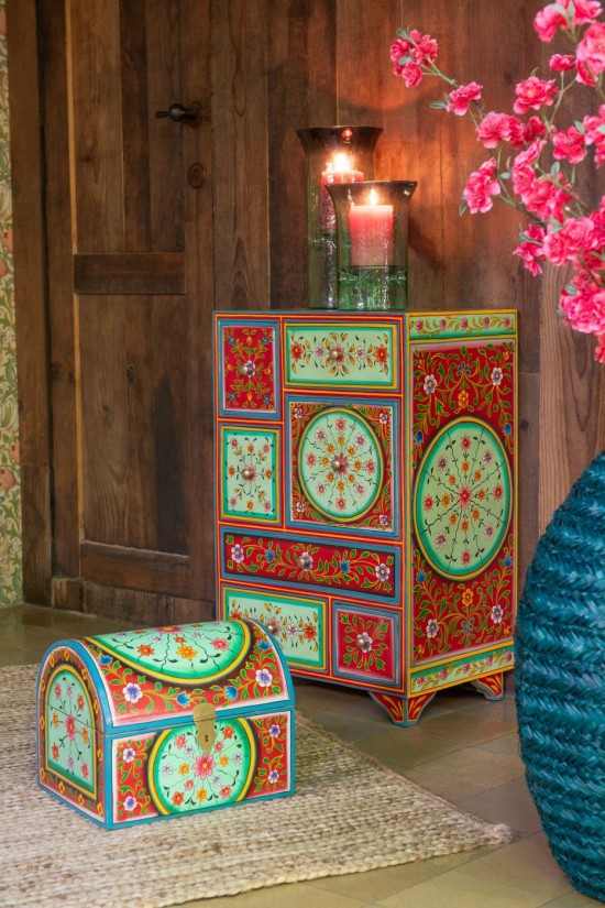 J-Line Armadietto 7 Cassetti Mumbai Legno Di Mango Mix.