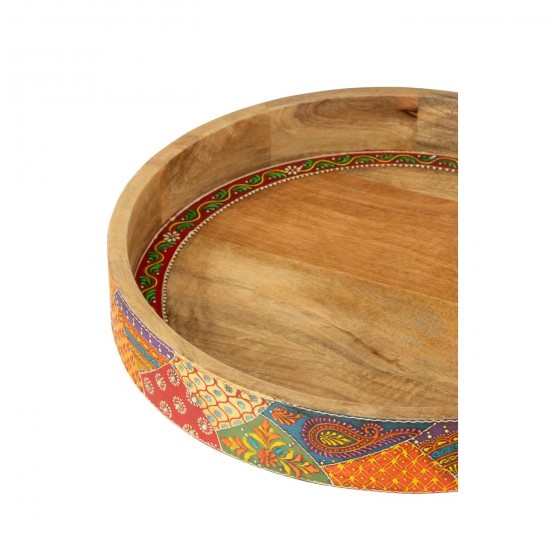 J-Line J Line Plateau de service plateaux de service Jolipa Set 2 Plateaux 2 Anses Delhi Bois De Manguier Mix.