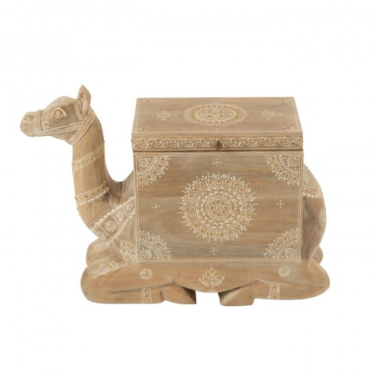 J-Line J Line coffres caisses de stockage Jolipa Coffre Chameau Bois De Manguier Naturel Blanc.