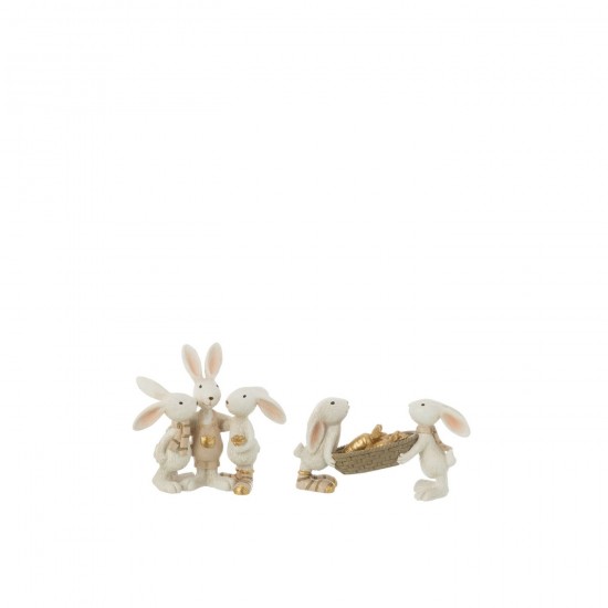 J Line Lapin Carottes + Calin Resine Mix L13xB5xH8 cm JLine 50643 by Jolipa 50643 Assortiment de 2 pcs.