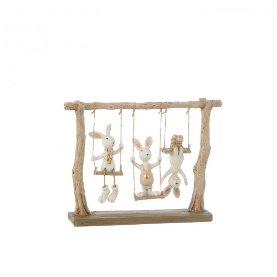 J Line Lapin Sur Balancoire Resine Mix L26xB6xH20 cm JLine 50647 by Jolipa 50647.