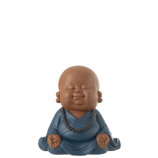 J Line Moine Zen Resine Bleu Small L20xB17xH20 cm JLine 50656 by Jolipa 50656.