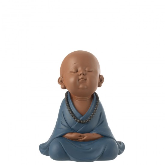 J Line Moine Zen Resine Bleu Large L20xB17xH24 cm JLine 50657 by Jolipa 50657.