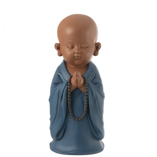 J Line Moine Priere Resine Bleu L14xB14xH33 cm JLine 50658 by Jolipa 50658.