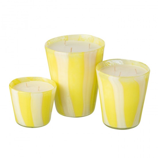 J-Line J Line bougies parfumées Jolipa Bougie Senteur Noa Lignes Jaune Large 95Heures.