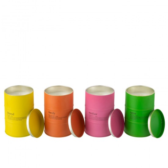 J Line Bougie Parfumee Famille Citation Anglais Francais Mix 50H L8xB8xH12 cm JLine 50705 by Jolipa 50705 Assortiment de 4 pcs.