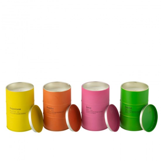 J Line Bougie Parfumee Maison Citation Anglais Francais Mix 50H L8xB8xH12 cm JLine 50706 by Jolipa 50706 Assortiment de 4 pcs.