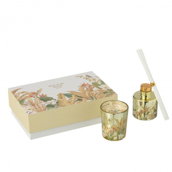 J Line Set Cadeau Bougie+Diffuseur Walk In The Woods Jaune L20xB6xH13 cm JLine 50710 by Jolipa 50710.