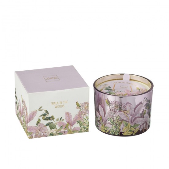 J Line Bougie Parfumee Walk In The Woods Cire Rose Small 30Heures L11xB11xH9 cm JLine 50711 by Jolipa 50711.