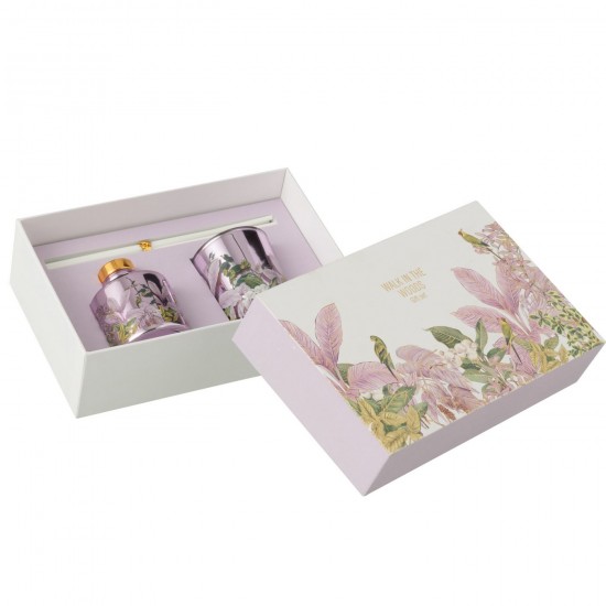 J-Line J Line bougies parfumées Jolipa Set Cadeau Bougie Diffuseur Walk In The Woods Rose.