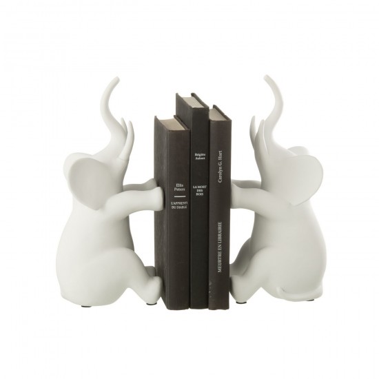 J Line Set 2 Serre Livre Elephant Assis Polyersine Blanc L24xB10xH26 cm JLine 50739 by Jolipa 50739.