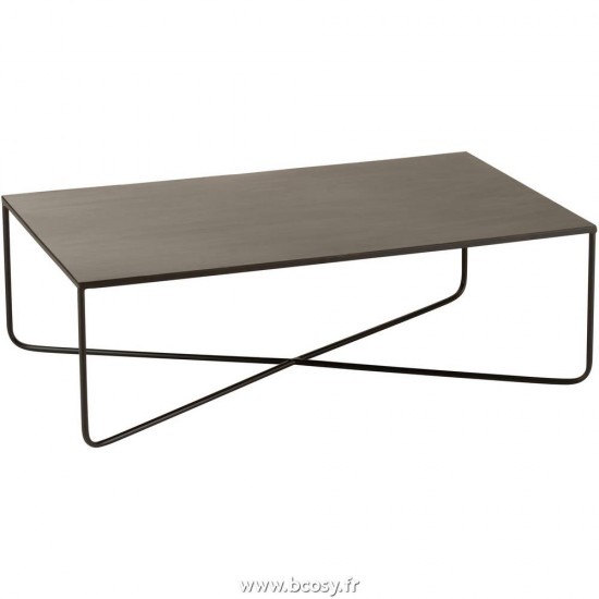 J Line Table De Salon Pied Croix Metal Noir 100 JLine 5074 by Jolipa 5074.