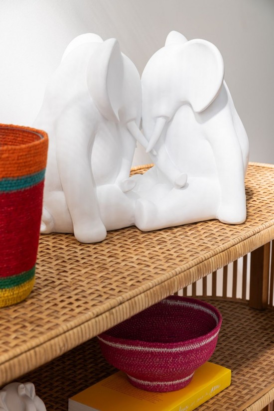 Jolipa Elephant Face A Face Polyresine Blanc.