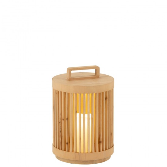 J Line Lampe Cylindre Bois De Sapin Led Naturel Large L25xB25xH36 cm JLine 50752 by Jolipa 50752.