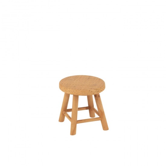 J Line Tabouret Rond Rotin Bois De Sapin Naturel L28xB28xH29 cm JLine 50753 by Jolipa 50753.