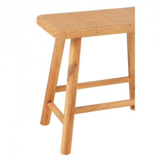 Jolipa Tabouret Rectangle Rotin Bois De Sapin Naturel.