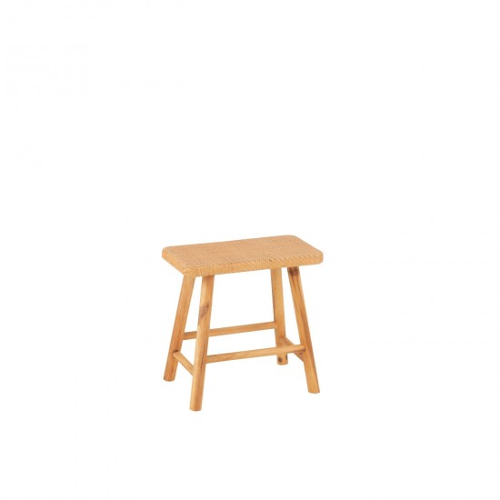 J Line Tabouret Rectangle Rotin Bois De Sapin Naturel L46xB30xH45 cm JLine 50756 by Jolipa 50756.