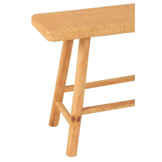 Jolipa Banc Rectangle Rotin Bois De Sapin Naturel.