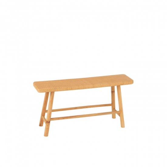 J Line Banc Rectangle Rotin Bois De Sapin Naturel L92xB30xH45 cm JLine 50757 by Jolipa 50757.
