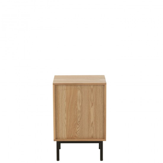 Jolipa Table De Chevet Carre Mdf Metal Naturel Noir.