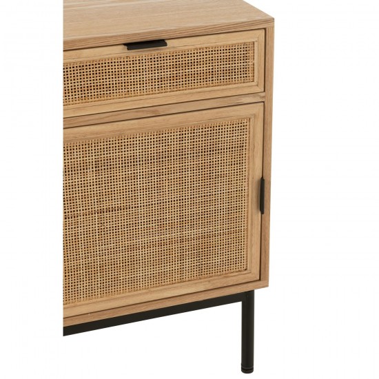 J-Line J Line tables de nuit chevet Table De Chevet Carre Mdf Metal Naturel Noir.