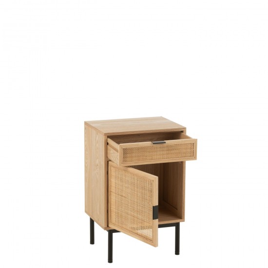 J-Line Comodino Quadrato Mdf/Metallo Naturale/Nero.