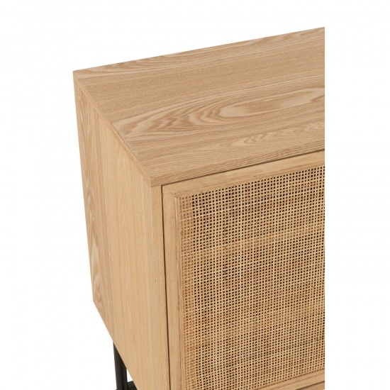 J-Line Armadietto Quadrato Mdf/Metallo Naturale/Nero Small.