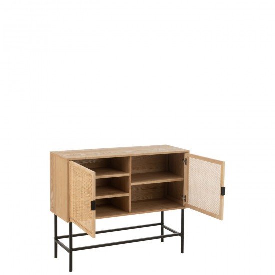 J-Line Mdf/Metal Natural/Negro Armario Cuadrado Pequeño.