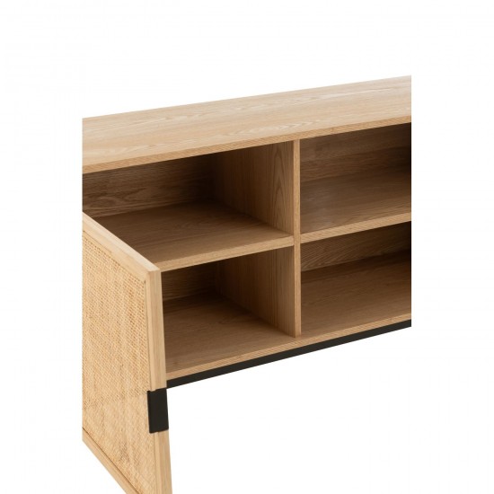 J-Line Armadietto Quadrato Mdf/Metallo Naturale/Nero Large.