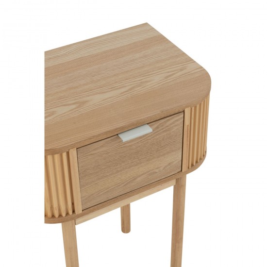 J-Line J Line tables de nuit chevet Table De Chevet Rond Mdf Bois De Pin Naturel.