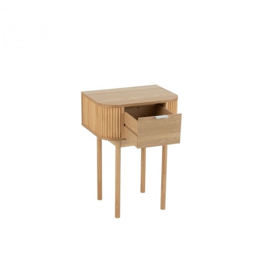 J-Line Comodino Rotondo Mdf/Legno Di Abete Naturale.