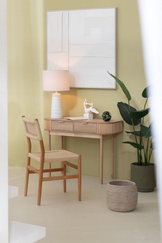 J-Line Consola Redonda Mdf/Madera De Pino Natural.