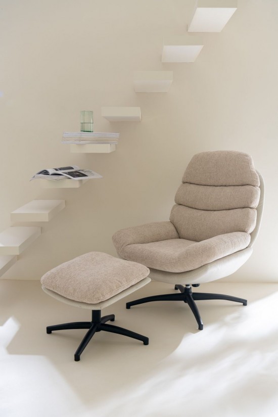 J-Line Sillon Relax + Reposapies Metal/Contrachapada Gris/Negro.