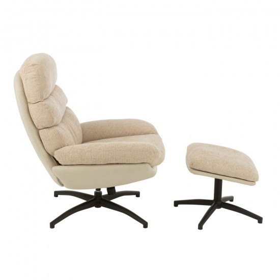 J-Line J Line chaises lounges Jolipa Fauteuil Relax Repose Pied Metal Multiplex Gris Noir.