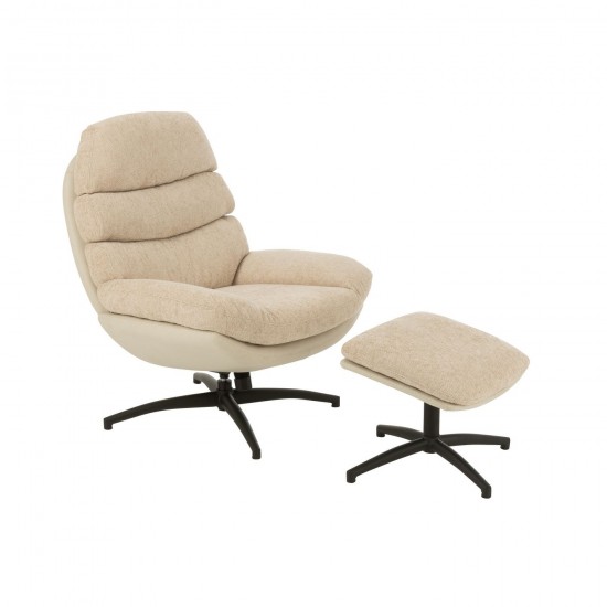 J Line Fauteuil Relax + Repose Pied Metal Multiplex Gris Noir L90xB78xH102 cm JLine 50790 by Jolipa 50790.