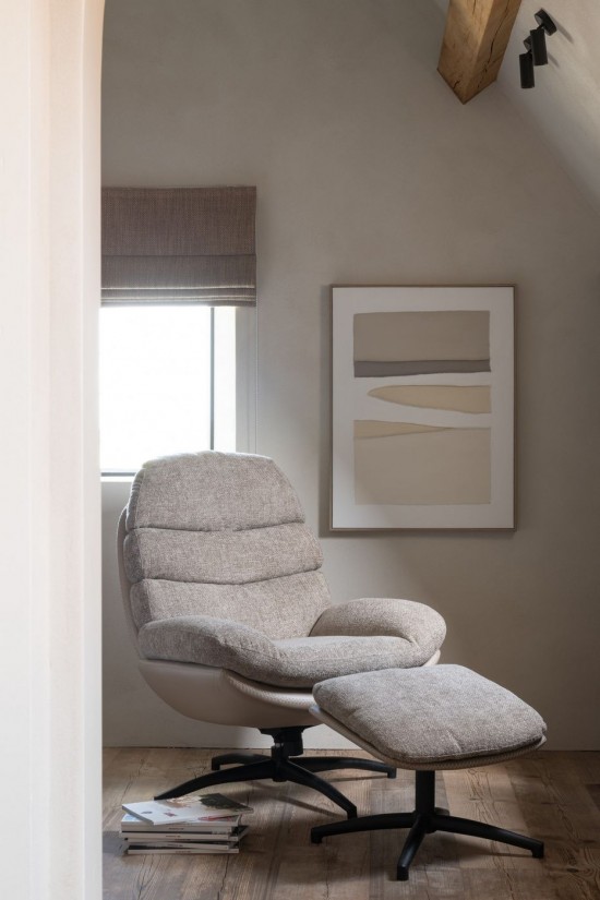 J-Line Sillon Relax + Reposapies Metal/Contrachapada Gris Oscuro/Negro.