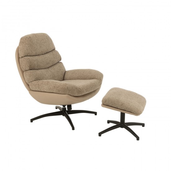 J Line Fauteuil Relax + Repose Pied Metal Multiplex Gris Fonce Noir L90xB78xH102 cm JLine 50791 by Jolipa 50791.