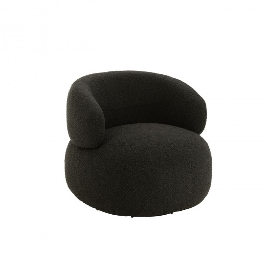 J Line Fauteuil Pivotant Rond Mousse Noir L82xB85xH73 cm JLine 50798 by Jolipa 50798.
