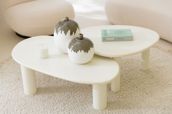 J-Line Tavolino Bali Mdf/Pvc Bianco Medium.