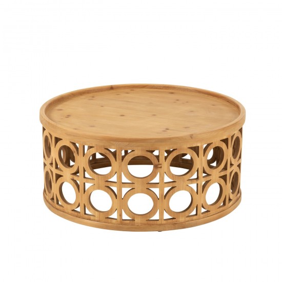 J Line Table Basse Sculpte Bois D'Epicea Mdf Naturel L80xB80xH36 cm JLine 50831 by Jolipa 50831.