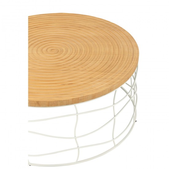 J-Line J Line tables de salon basse Jolipa Table Basse Fer Bois D Epicea Naturel Blanc.