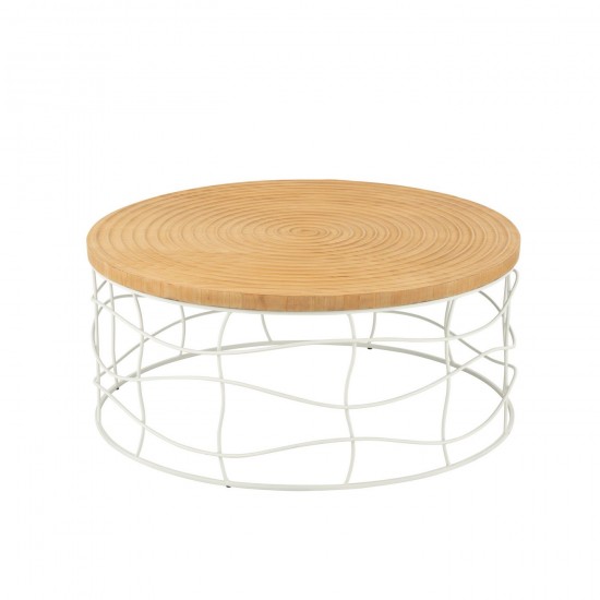 J Line Table Basse Fer Bois D'Epicea Naturel Blanc L80xB80xH36 cm JLine 50833 by Jolipa 50833.