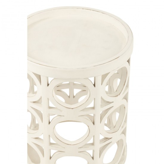 J-Line J Line tables d appoint bouts de canapé Jolipa Table Gigogne Sculpte Bois D Epicea Mdf Blanc.