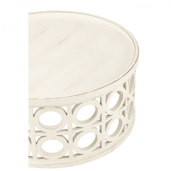 J-Line J Line tables de salon basse Jolipa Table Basse Sculpte Bois D Epicea Mdf Blanc.