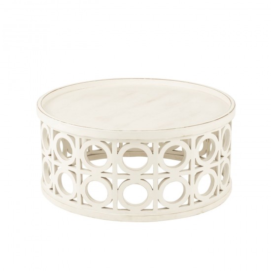 J Line Table Basse Sculpte Bois D'Epicea Mdf Blanc L78xB78xH40 cm JLine 50835 by Jolipa 50835.