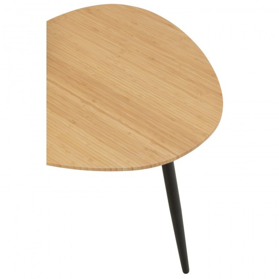 Jolipa Set 3 Table Gigogne Palette Bambou Metal Naturel Noir.